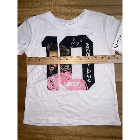 Lionel Messi Kids Toddlers T-Shirt White Greatest Of All Time Print Size 3T - Picture 8 of 10